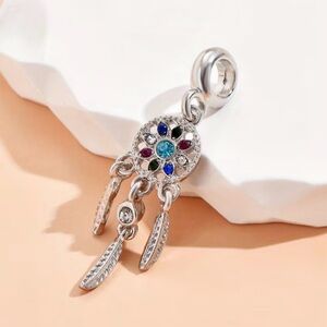 Elegant Silver Dreamcatcher Charm